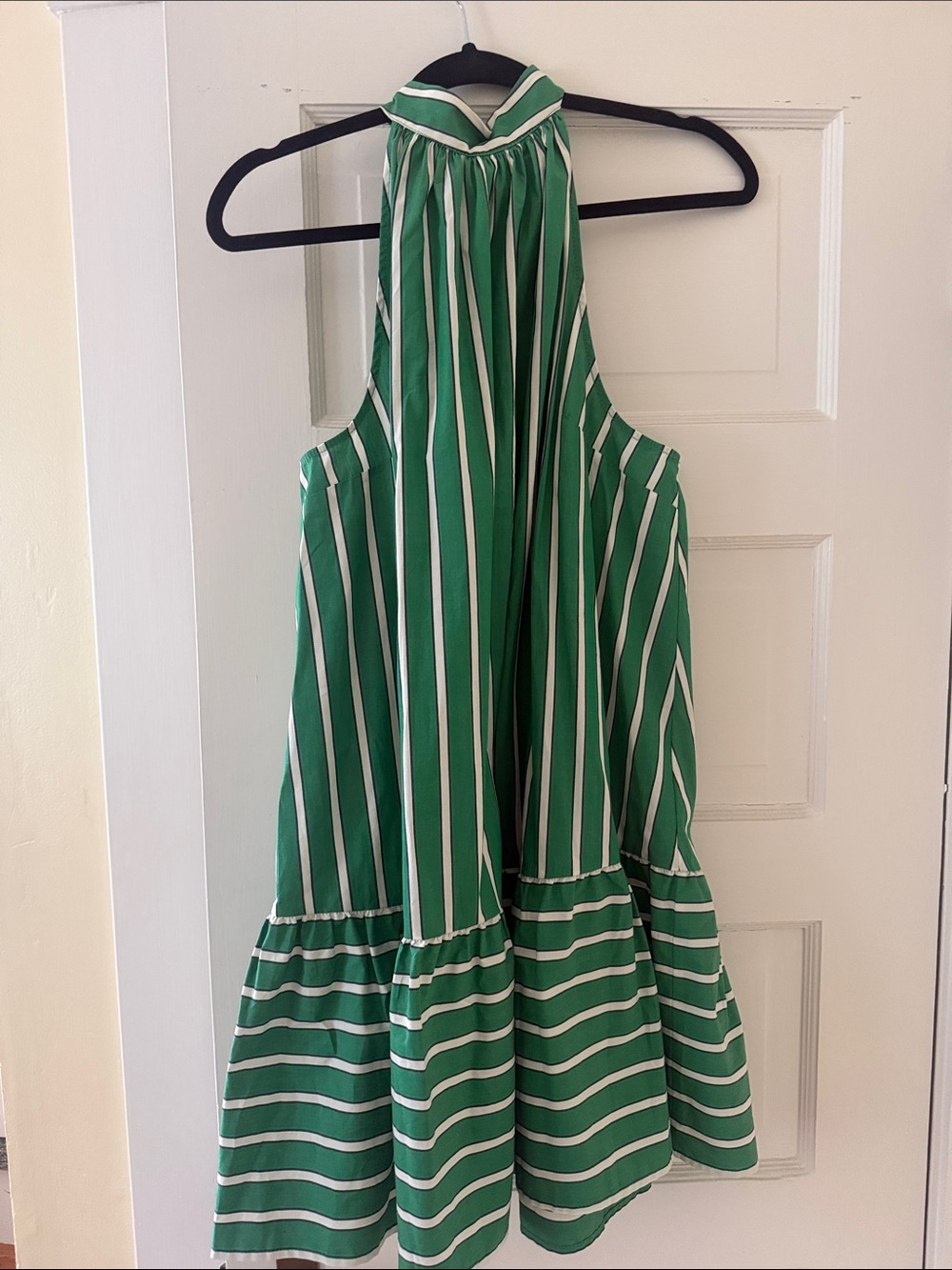 STAUD Green and White Striped Halter Mini Dress - Picture 3 of 5